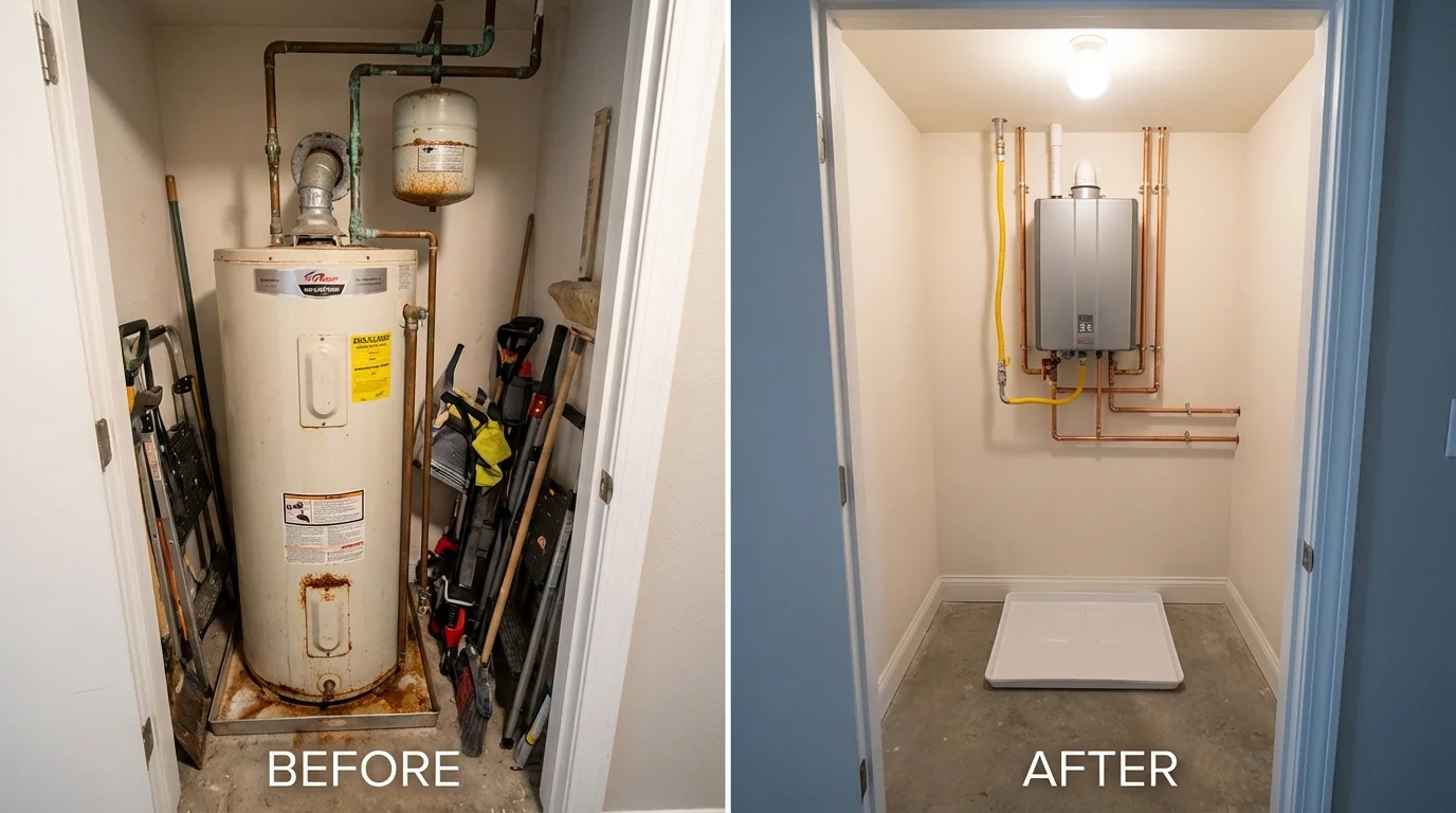 Tank water heater versus wall-mounted tankless unit comparison for Jackson Heights, NY homeowners